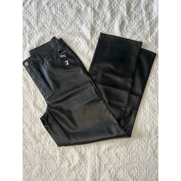 INC Women’s Faux-Leather Straight-Leg Pants Black Mob wife Matrix Vamp Size 8 - Picture 6 of 10